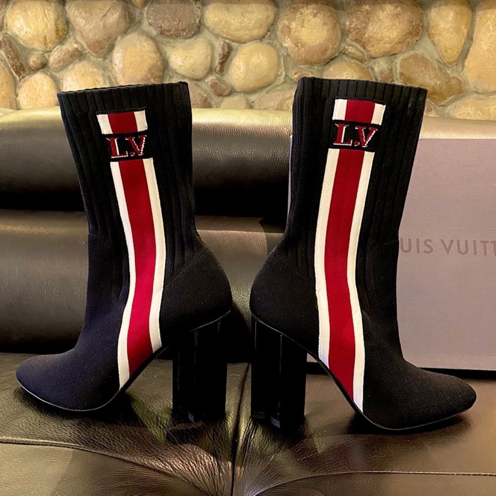 Louis Vuitton Black and Red Heeled Boots